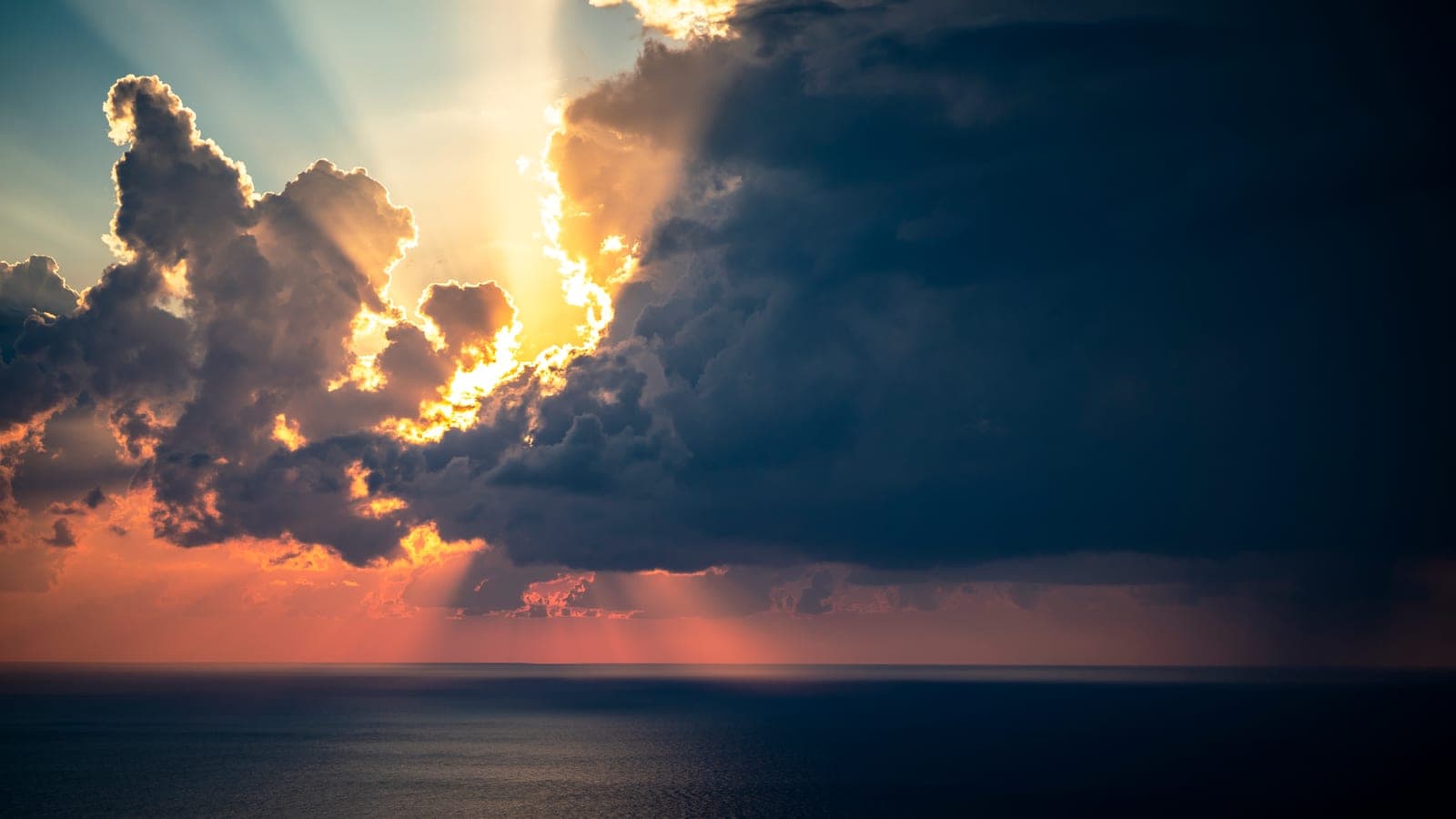 Sunset over the sea and the bay at Alanya