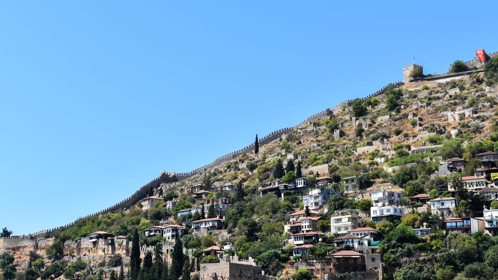 The southern walls of Alanya Castle above the sea