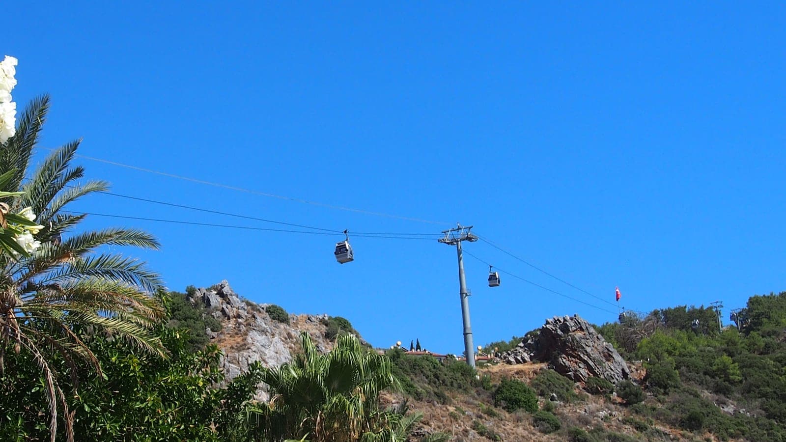 The cable car running up the castle headland in Alanya